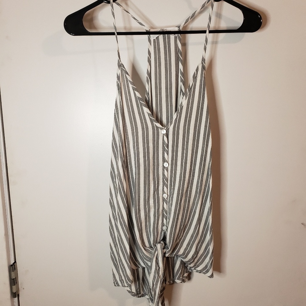 CJLA grey and white stripped tie tank